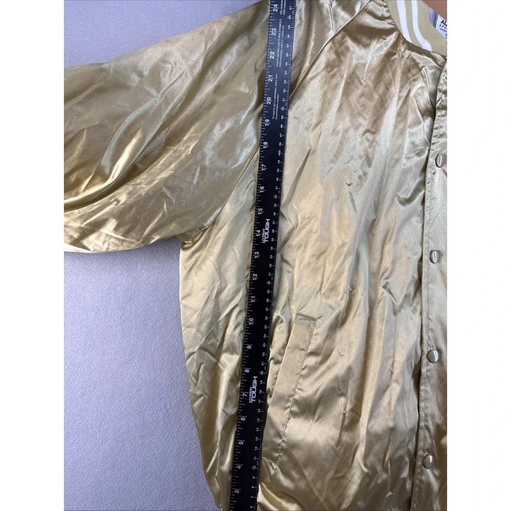 CRSSD House X Techno Gold Satin Bomber Jacket, Large, Augusta, Festival Rave